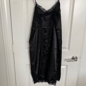 Black Satin effect slip dress